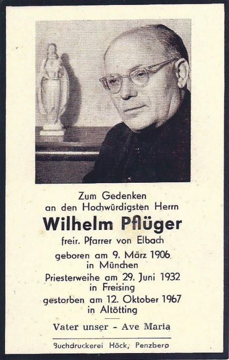 Sterbebild Wilhelm Pflüger